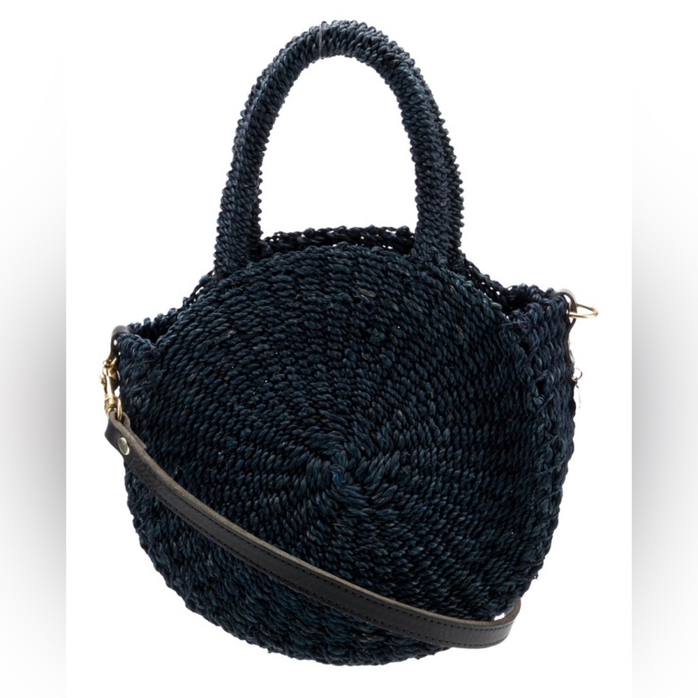 Clare V. Raffia Trim Handle Bag - Navy